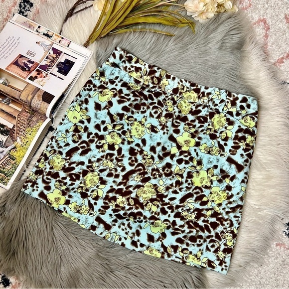 NWT Vintage Bette & Court Leopard Floral 90s Y2K Skort Mini Skirt Sz 12 - Picture 1 of 11